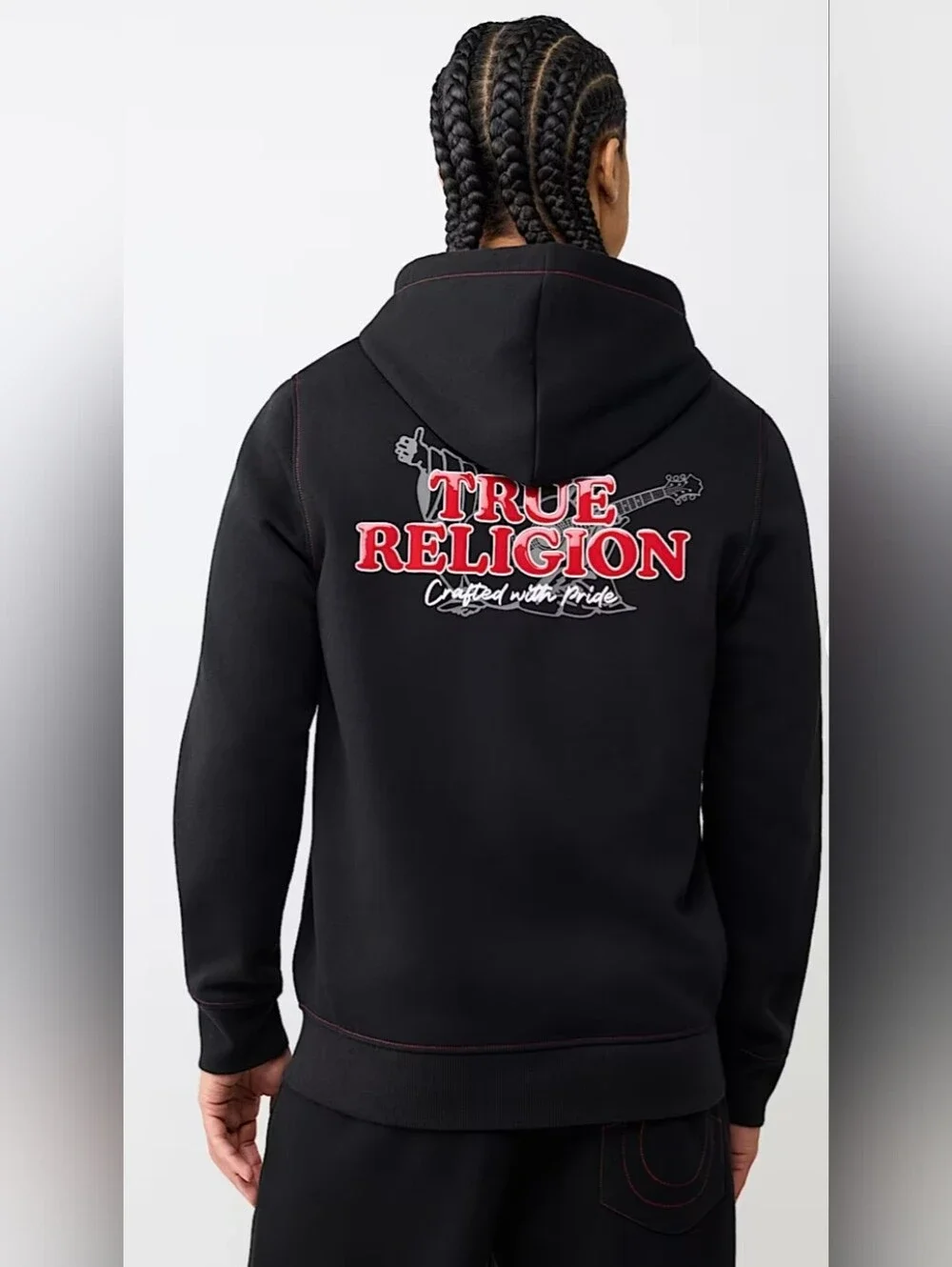 True Religion FIRE! NWOT! The Contrast Logo Hoodie in Black. Sz Sm. R2S!
